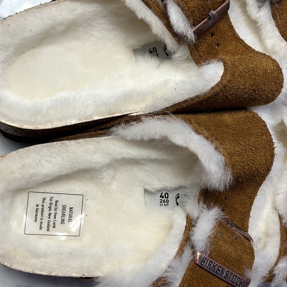 NWT Birkenstock Arizona Shearling Suede Leather Size 9 Mink Suede. - Picture 15 of 16